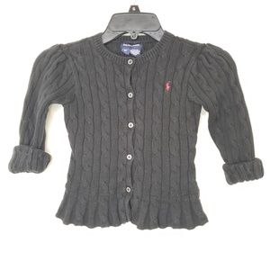Ralph Lauren Girls Black Sz 6 6X Cardigan Sweater